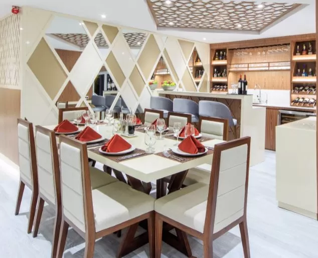 Elite Catamaran Galapagos Luxury Class Golden Dinner Dinning Area