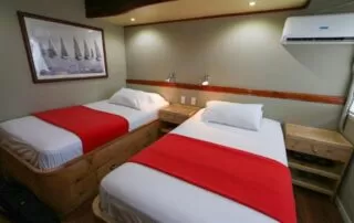 Millennium-Catamaran-Twind bed-cabin Millennium Catamaran Twind bed cabin