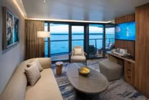 celebrity flora royal suite social area