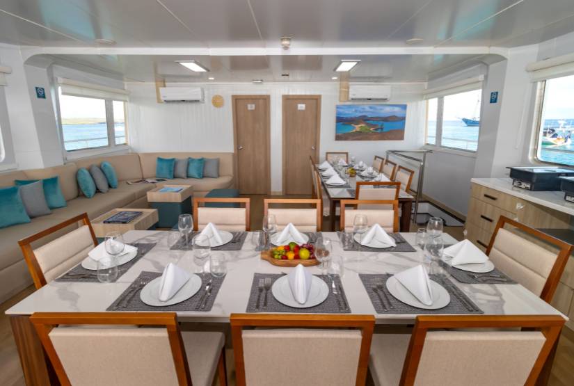 Galapagos Angel Yacht dining room gps